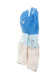 Blue latex gloves with long canvas cuff 49 cm