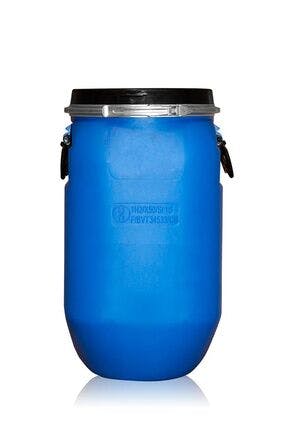 Fût rectangulaire en plastique bleu 30 litres avec fermeture à ressort métallique