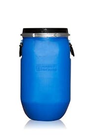 Rectangular blue plastic drum 30 liters with metal spring closure