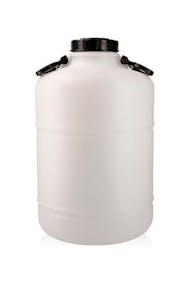 Garrafa plástica cilíndrica de 20 litros com alças e tampa de rosca de 90 mm