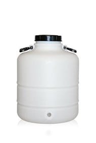 30 liter cylindrical plastic bottle with handles and 130 mm screw cap