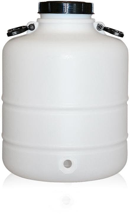Fût cylindrique en plastique de 30 litres avec poignées et bouchon à vis 130 mm