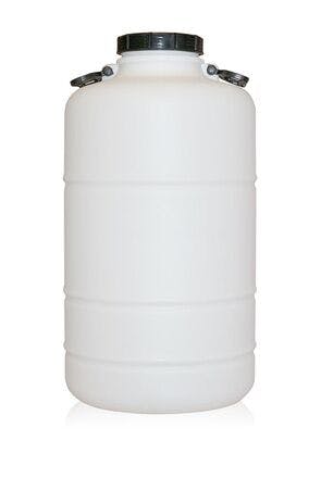 Garrafa plástica cilíndrica de 50 litros com alças e tampa de rosca de 130 mm