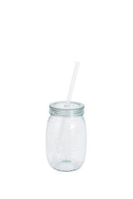 Plastic jar with straw