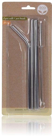 Pack of 3 reusable metal straws