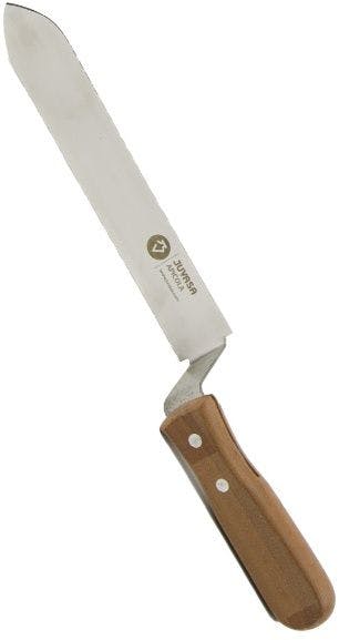 Uncapping honey knife with wooden cuff 21 cm flat