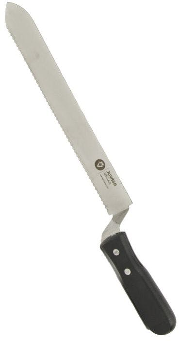 Couteau désoperculant avec manchette en plastique 21 cm dentelé