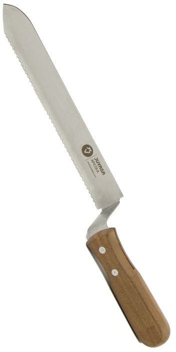 Uncapping honey knife with wooden cuff 24 cm serrated