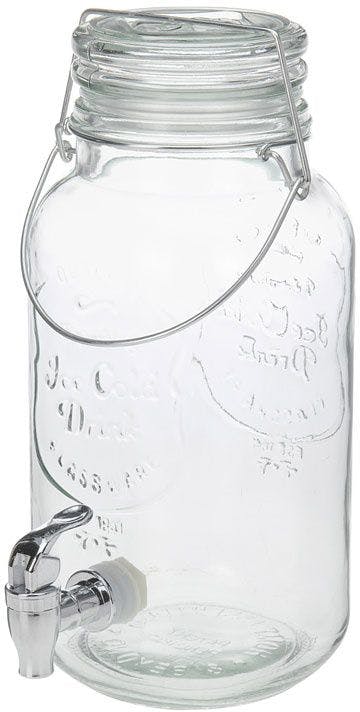 Distributeur de boissons bocal en verre avec poignée et robinet 4000 ml