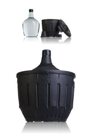 Garrafa 16 litros con funda plastico negra y cubre tapon 16000ml  Embalagens de vidro Garrafas de cristal outros