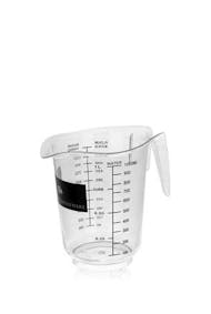 Jarra medidora de plástico para líquidos (1000 ml), azúcar (1000 g) y harina (600 g)