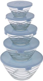 Set of 5 glass bowls with lid